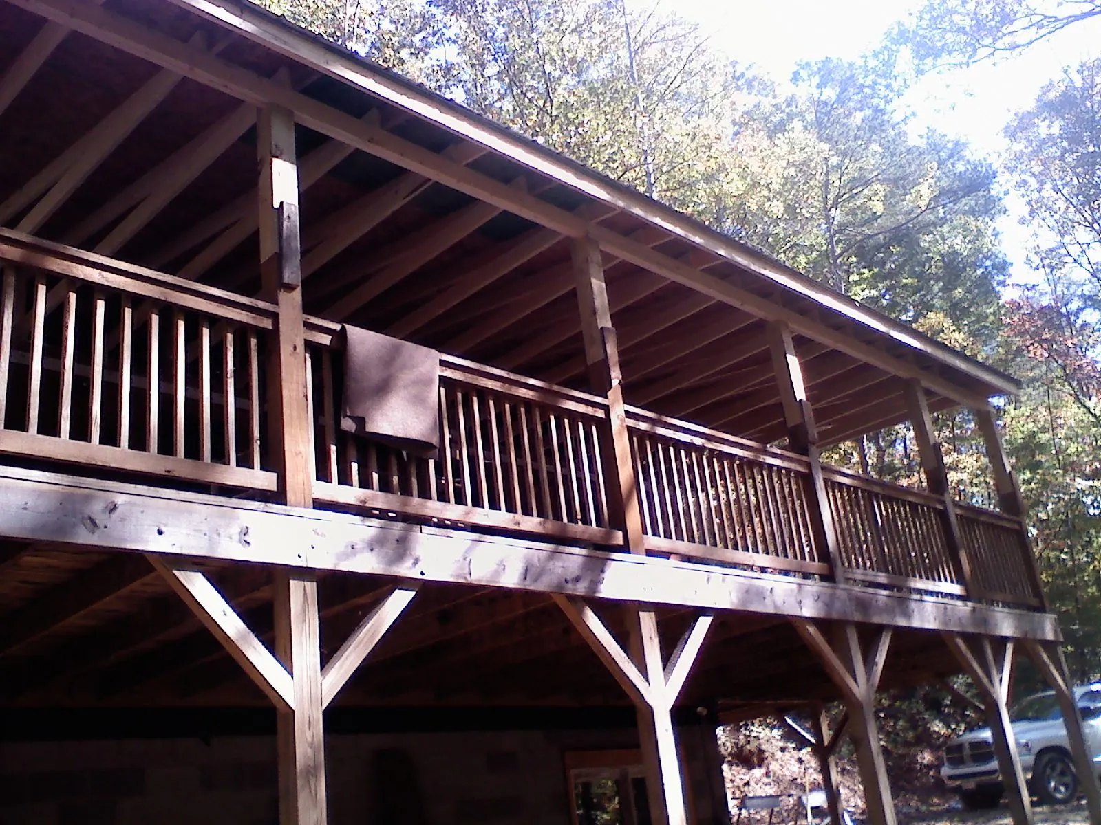 Timber framing under a new elevated porch and deck — Roof Leak Repair in Cedarville by Roofing Brothers